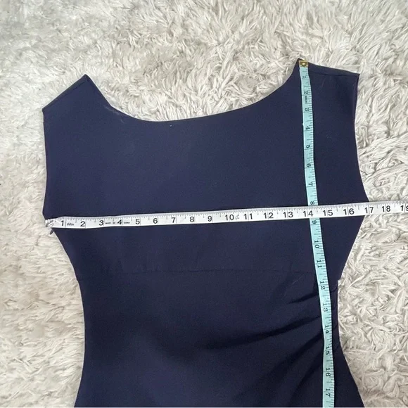 Diane Von Furstenberg Navy Blue Ruched Cap Sleeve Cocktail Dress - Picture 16 of 16